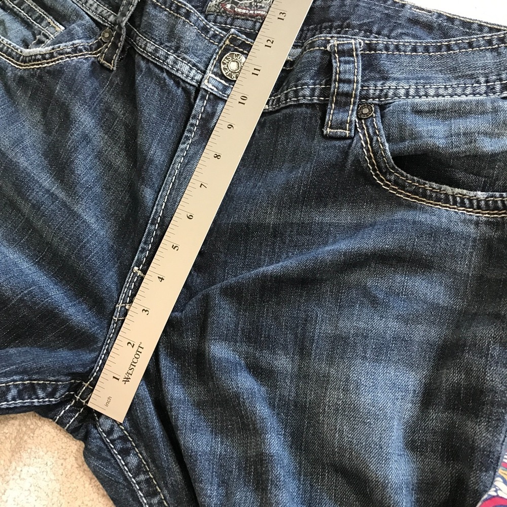 Silver Jeans Mens 42x32 (42x29) Zac Relaxed Straight Leg Stretch Blue Dark Denim - Picture 14 of 16